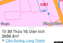 Bán nhanh 3.488m2 tại Suối Quýt, xã Cẩm Đường, huyện Long Thành. Giá 2,7 triệu/m2