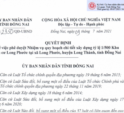 Duyệt quy hoạch chi tiết Khu dân cư hơn 46ha tại huyện Long Thành