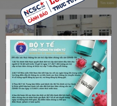 Cảnh báo giả mạo website của Bộ Y tế để lừa đảo